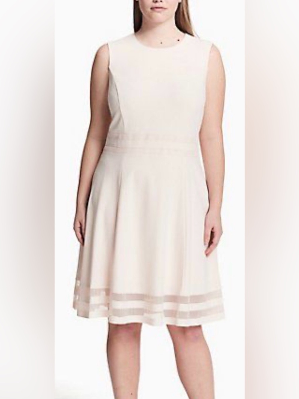 Calvin Klein Cream Sleeveless A-Line Midi Dress size 14